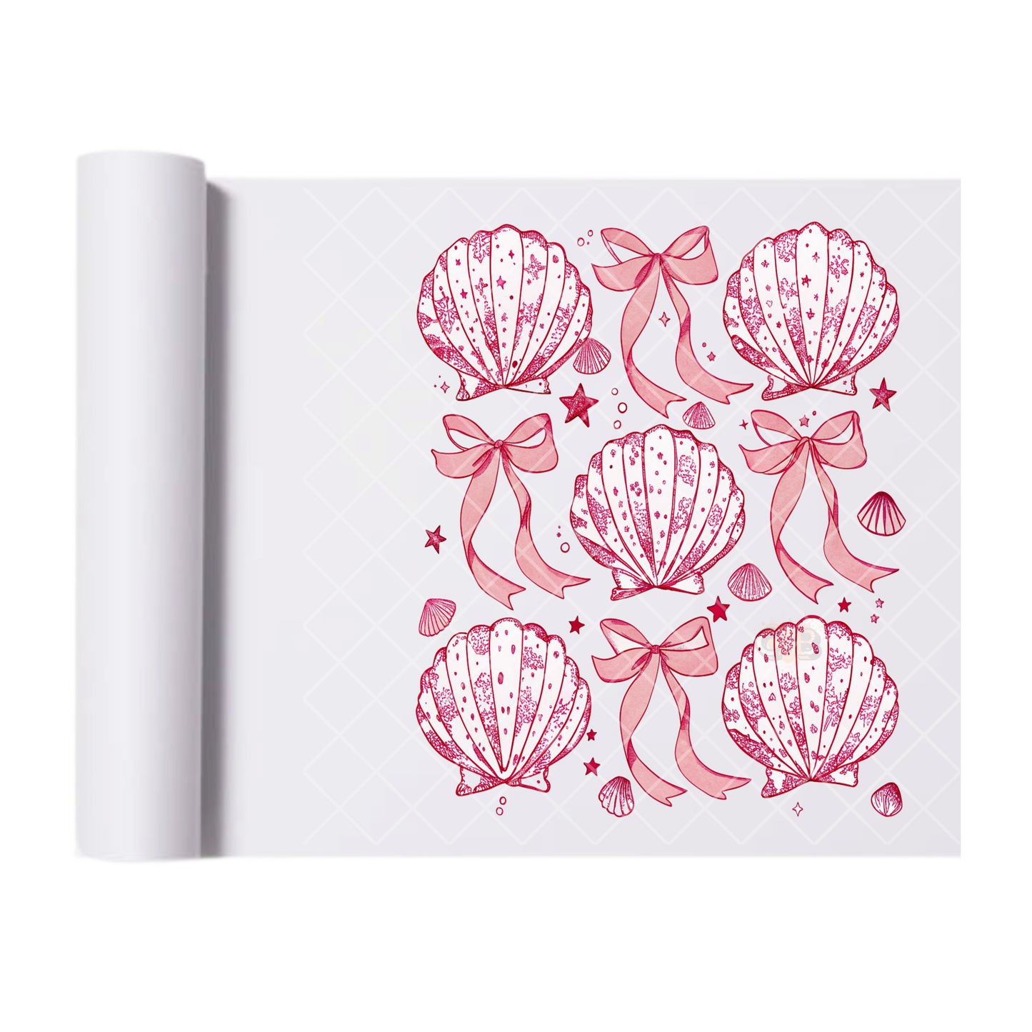 Pink Shells Ribbons Stars - Direct Print Film Transfer for Trendy T-Shirts, Cotton, Polyester & Blends - High-Quality Print