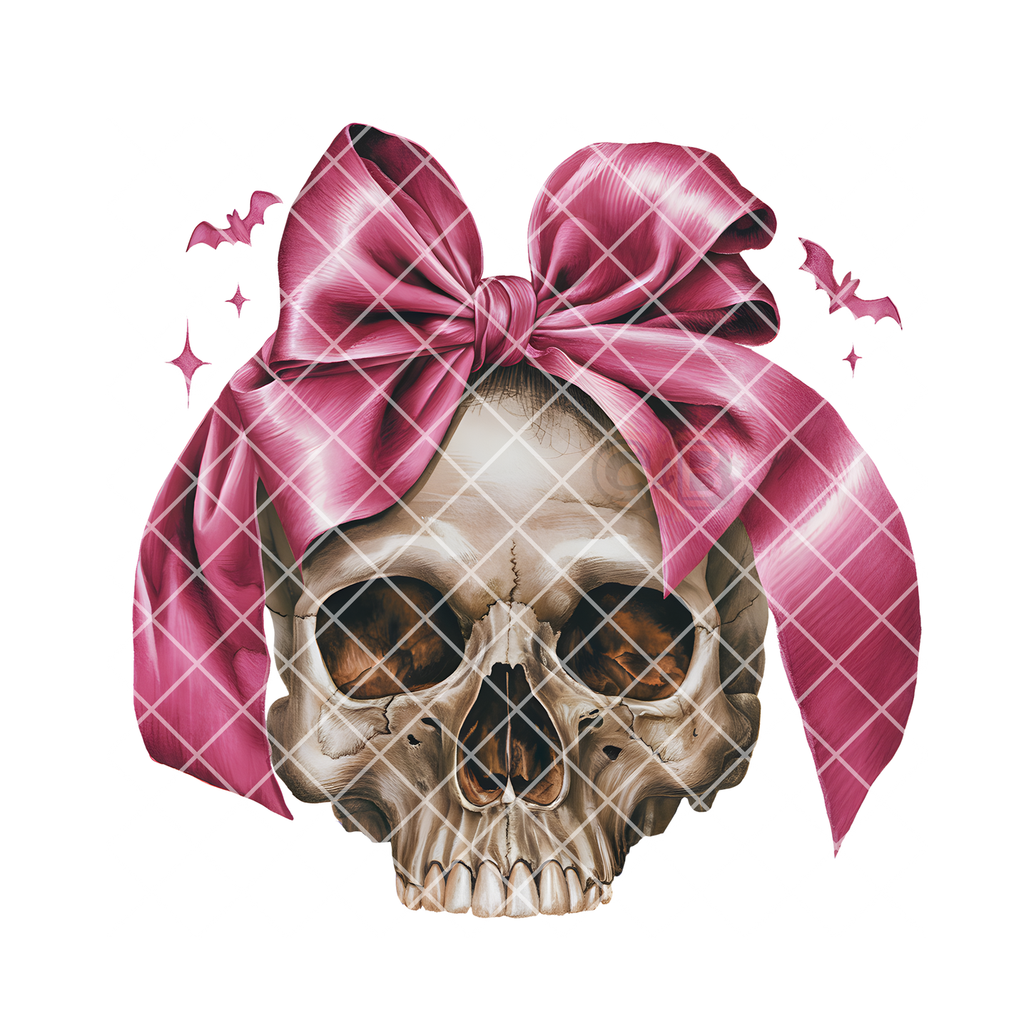 Skull big pink bow pink bats PNG