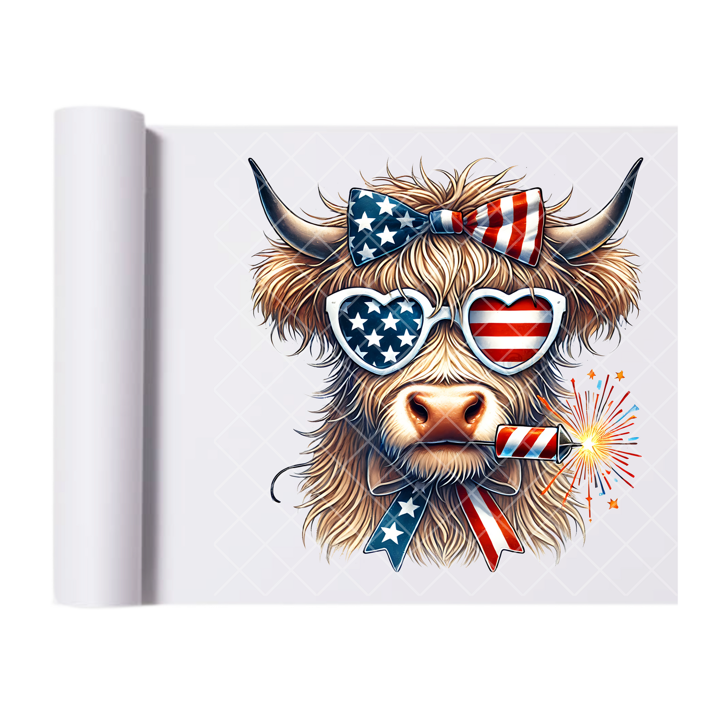 American Highland Cow - Direct Print Film Transfer for Trendy T-Shirts, Cotton, Polyester & Blends - High-Quality Print