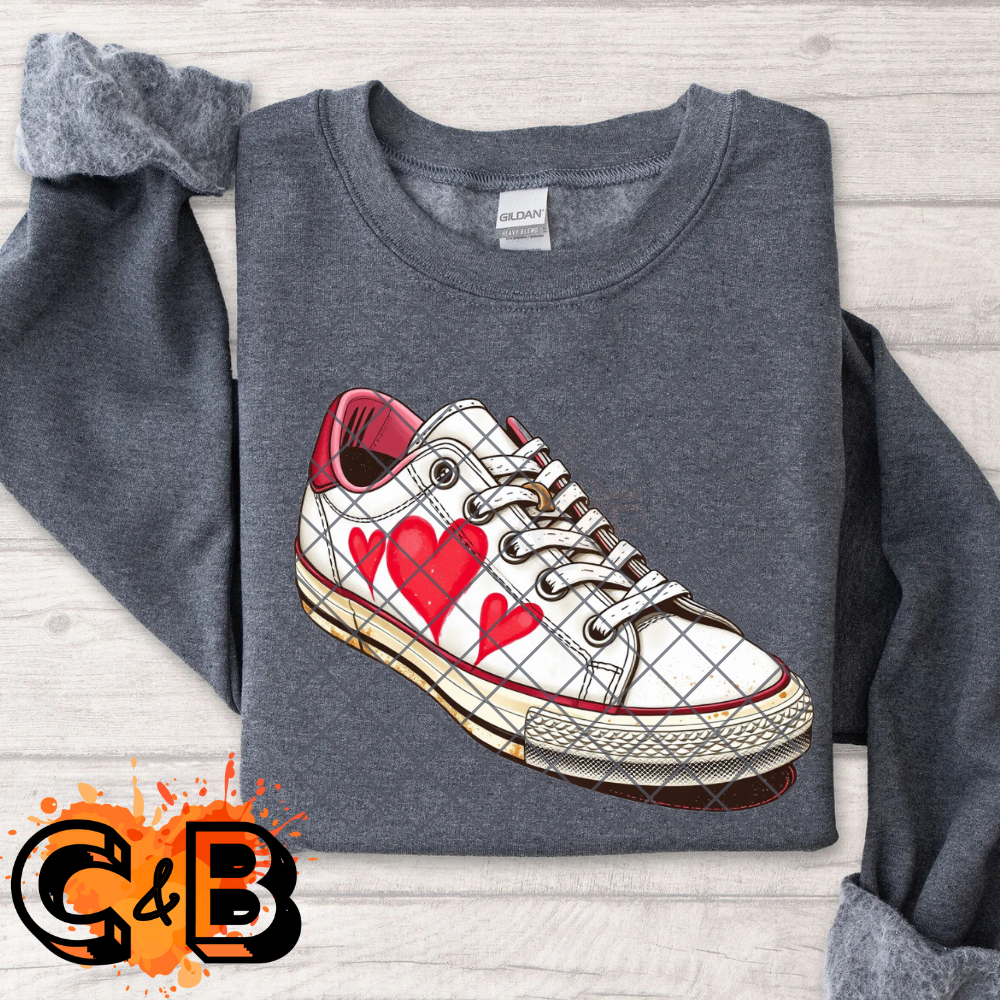 Chucks and hearts shoe DTF film t shirt transfer