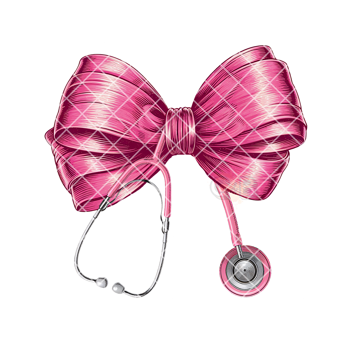 Pink nurse bow with stethoscope film T shirt Transfer