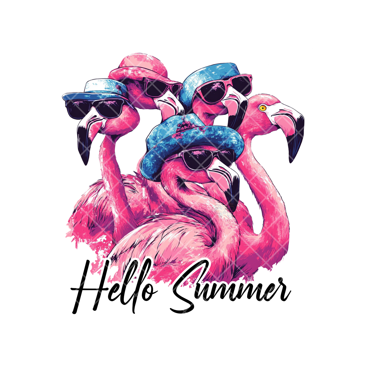 Hello Summer Flamingo Shades PNG