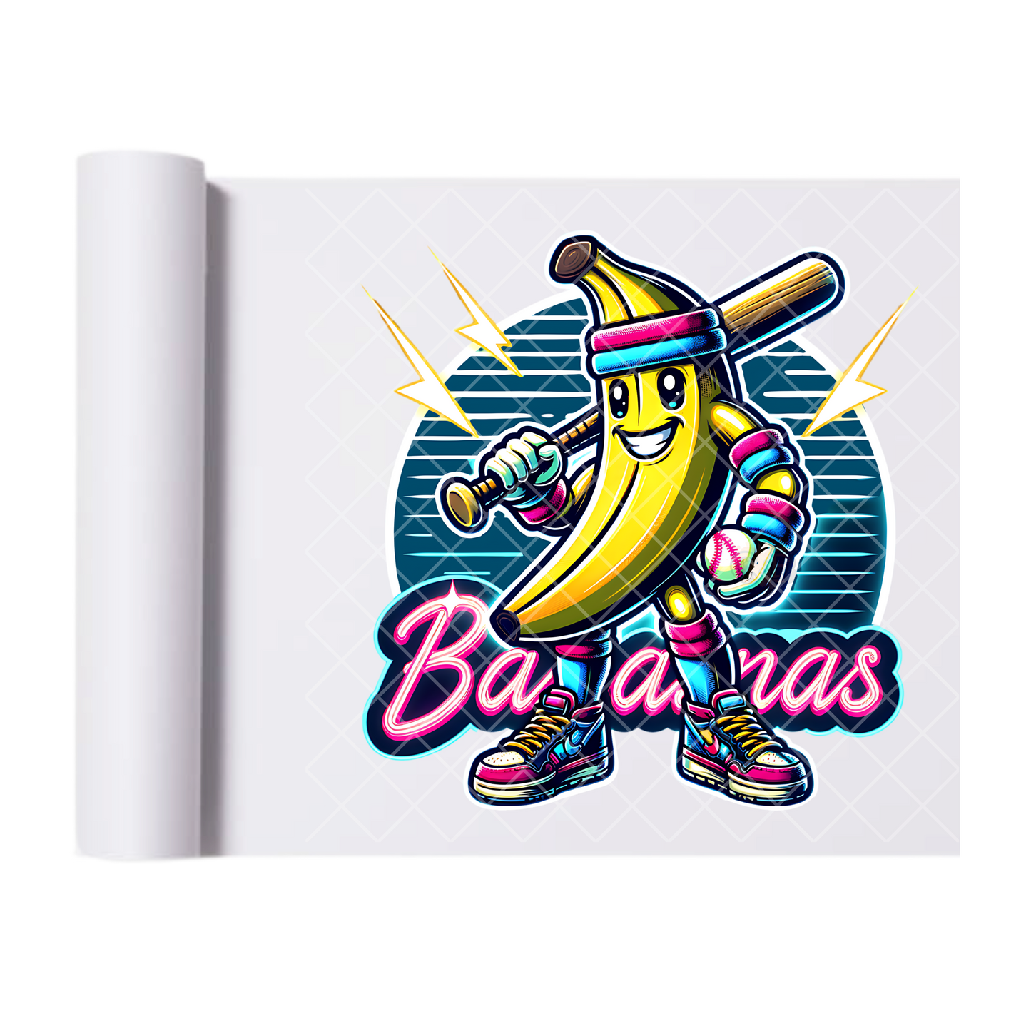 Baseball Banana - Direct Print Film Transfer for T-Shirts, Cotton, Polyester & Blends - High-Quality Print