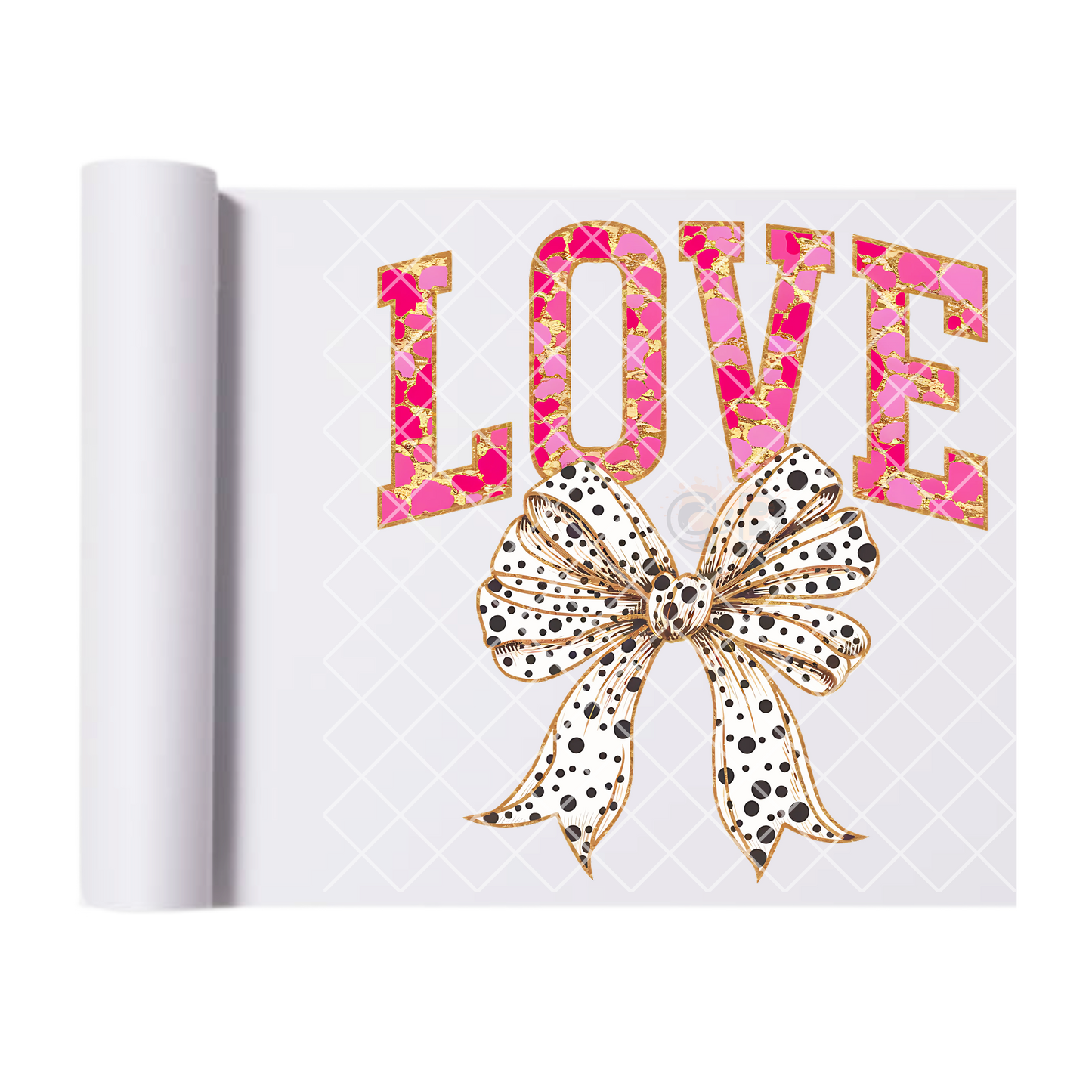 Love glam with dotted bow DTF film t shirt transfer