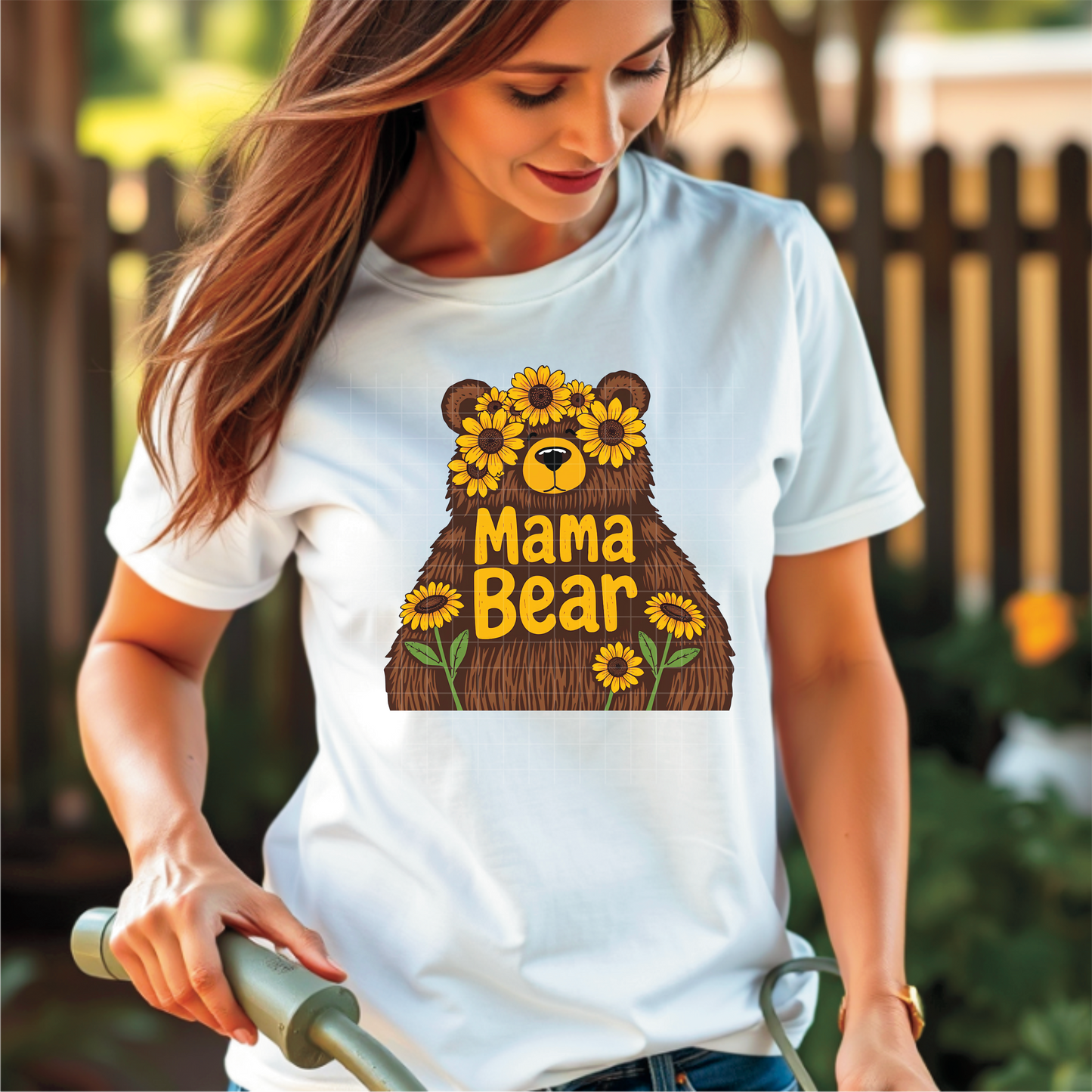 Mama Bear Sunflowers PNG