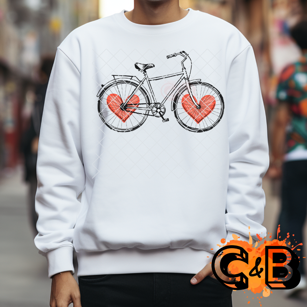 Love bicycle DTF film t shirt transfer