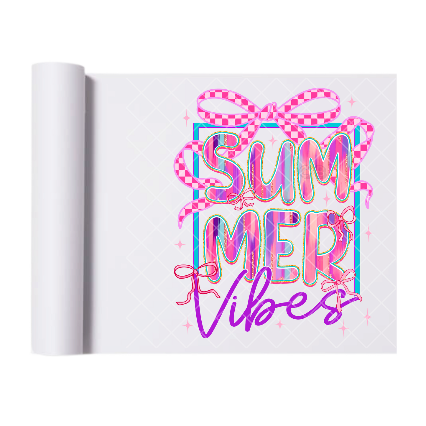 Summer Vibes Pink Checkered - Direct Print Film Transfer for T-Shirts, Cotton, Polyester & Blends - High-Quality Print