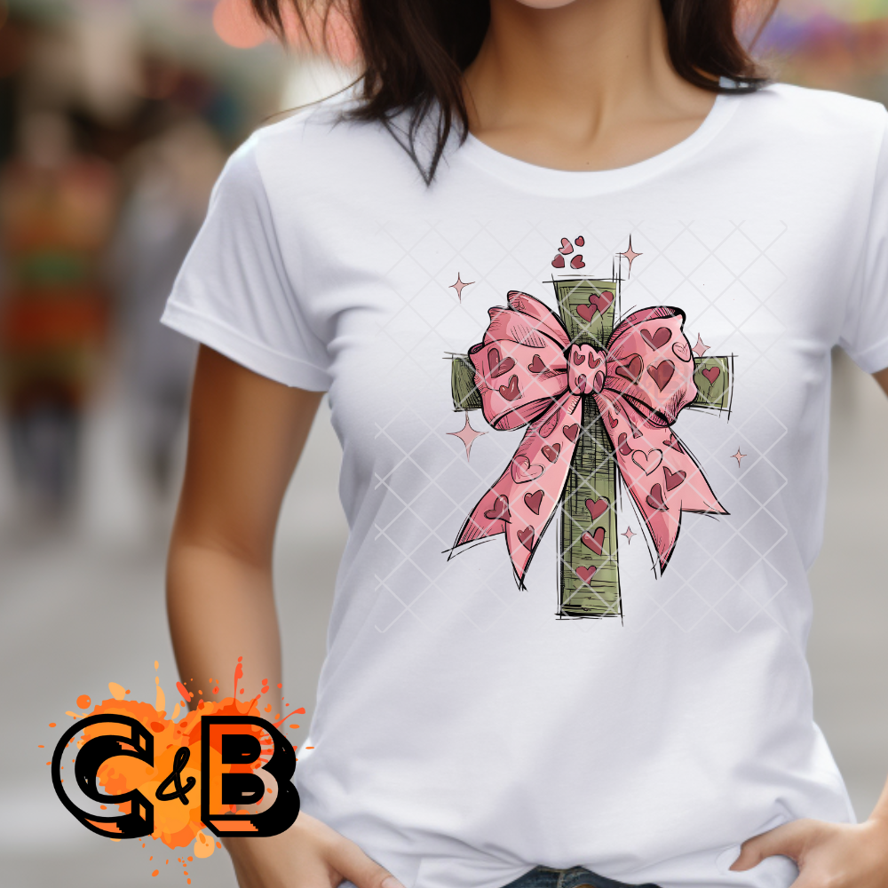Cross with pink bow PNG