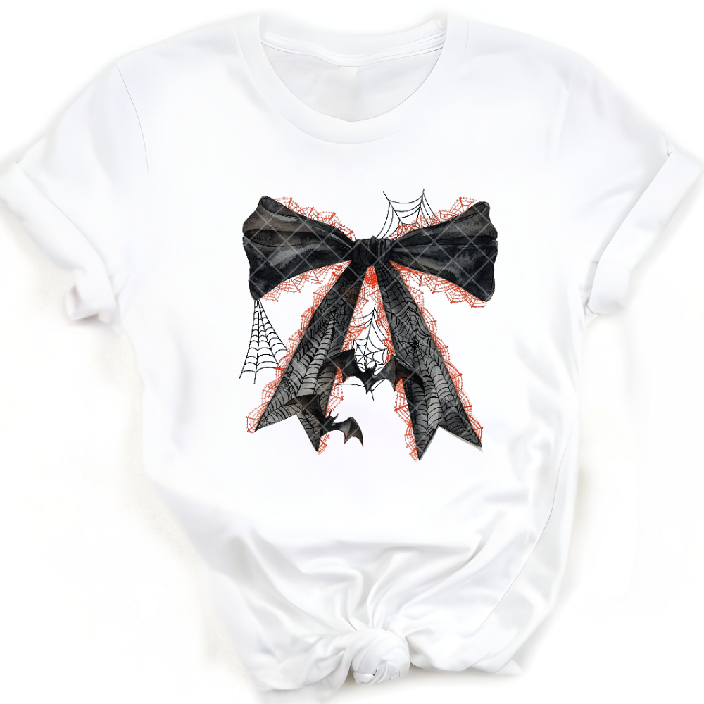 Black Orange Halloween Bow Bats PNG File