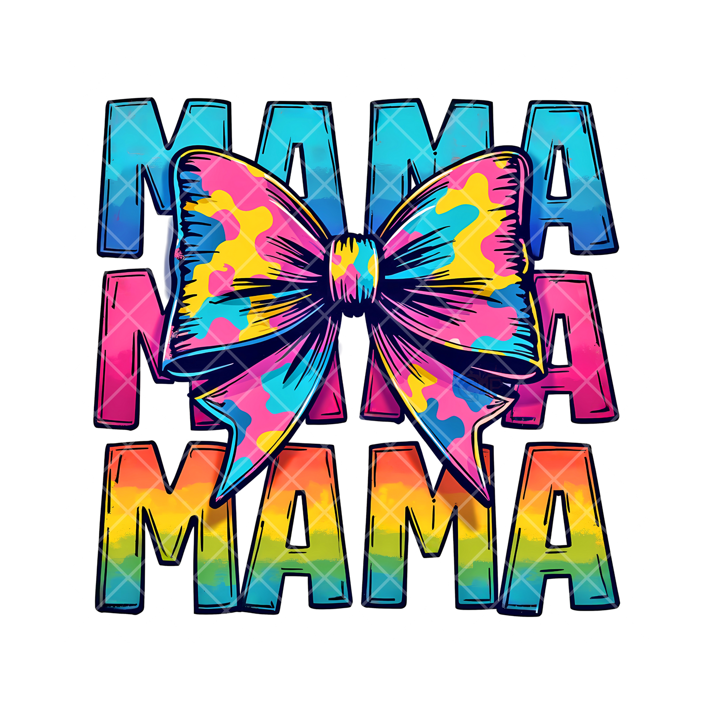 Tie Dye Mama Bow PNG
