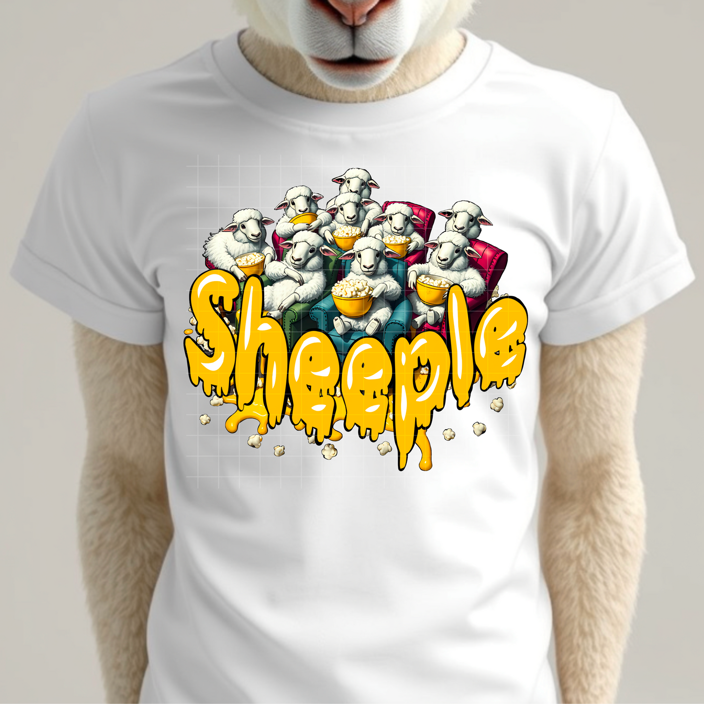 Popcorn & Melted Butter Sheeple - Premium Graphic T-Shirt for Casual Wear