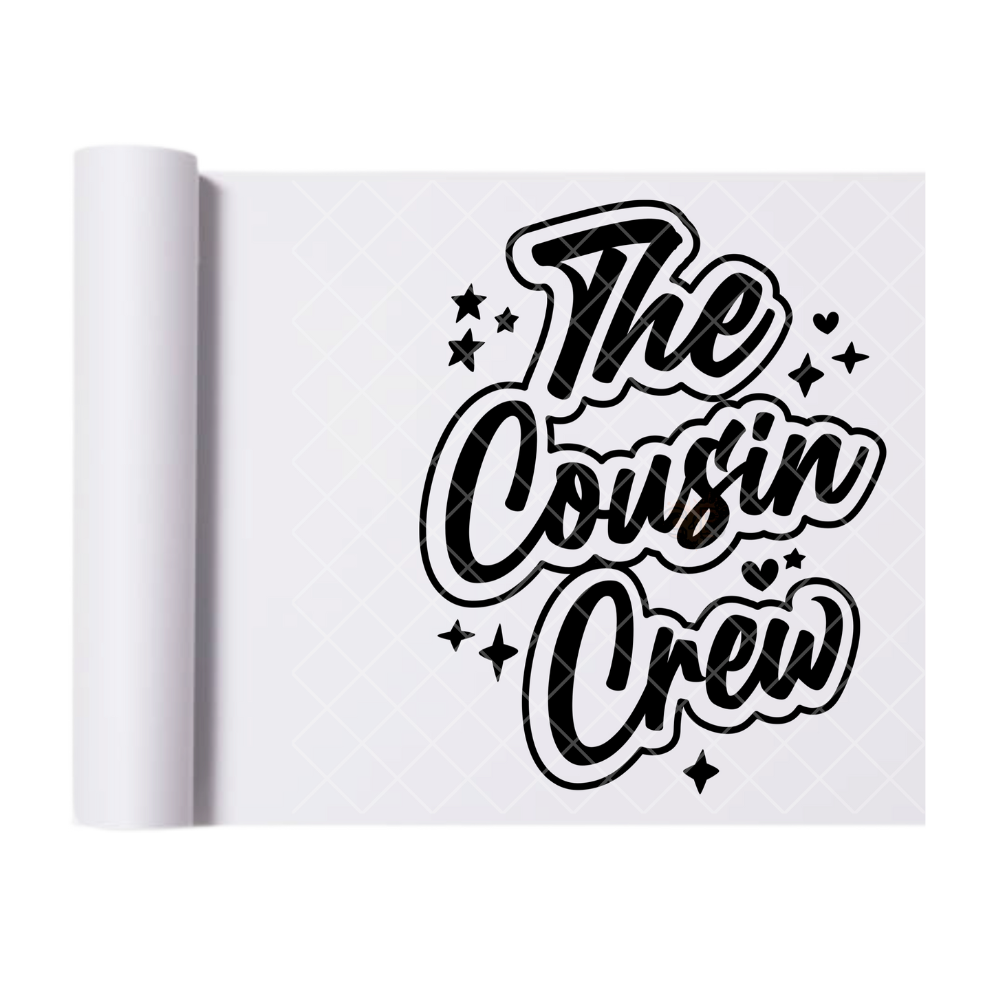 The Cousin Crew Black - Direct Print Film Transfer for Trendy T-Shirts, Cotton, Polyester & Blends - High-Quality Print