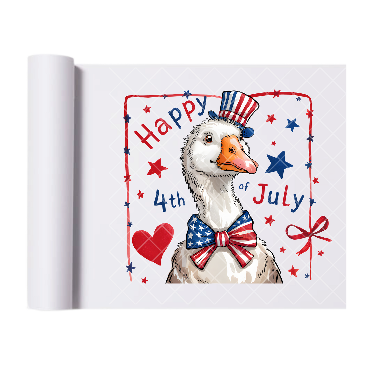 Happy 4th Of July Duck - Direct Print Film Transfer for Trendy T-Shirts, Cotton, Polyester & Blends - High-Quality Print