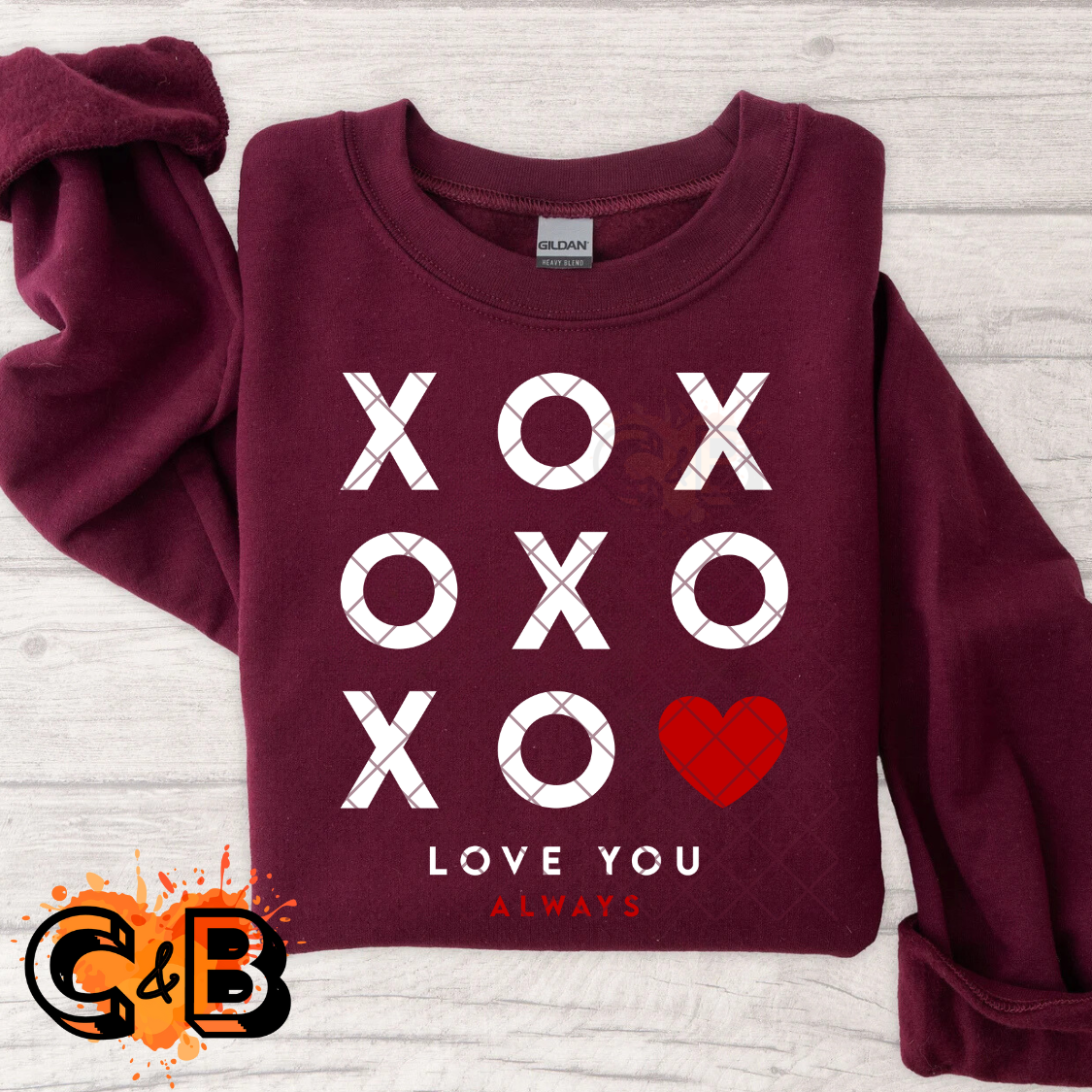 Love you always tic tac toe DTF film t shirt transfer