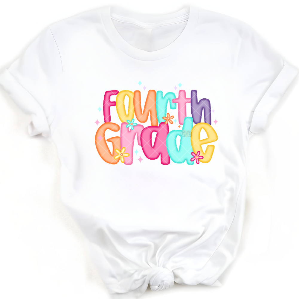 Fourth Grade Powerpuff - Direct Print Film Transfer for T-Shirts, Cotton, Polyester & Blends - High-Quality Print