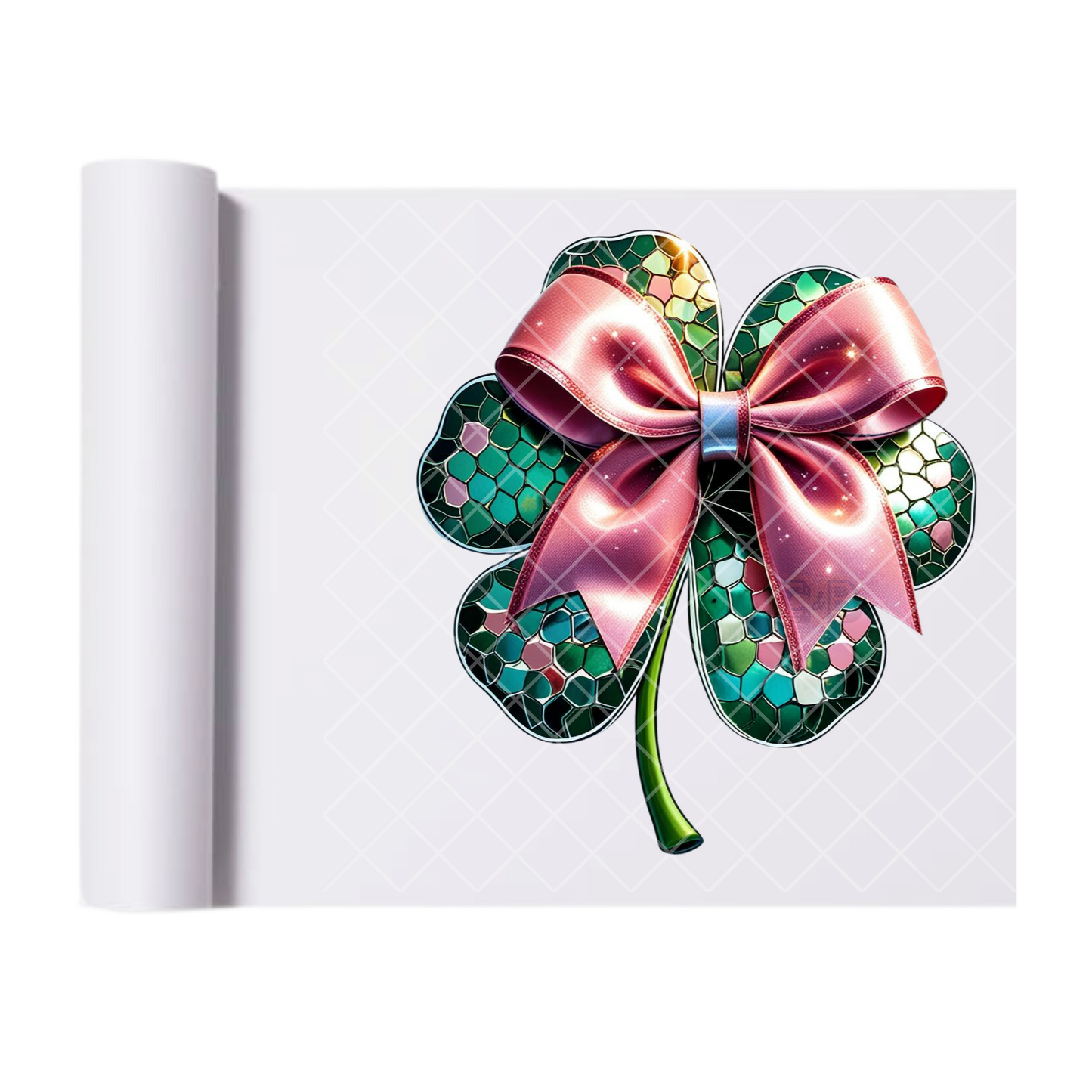 Glam Disco Clover With Bow - Direct Print Film Transfer for T-Shirts, Cotton, Polyester & Blends - High-Quality DTF Print