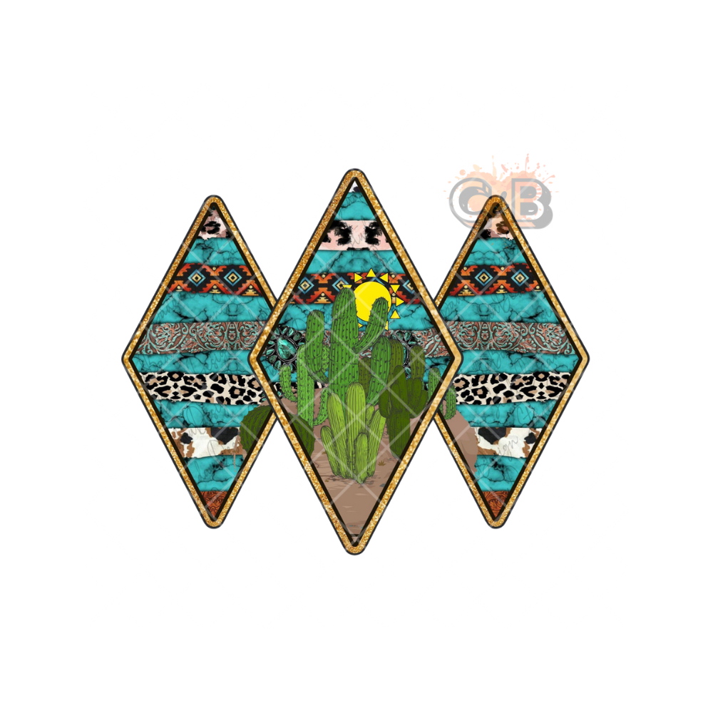 Triple Diamond Cactus Turquoise PNG