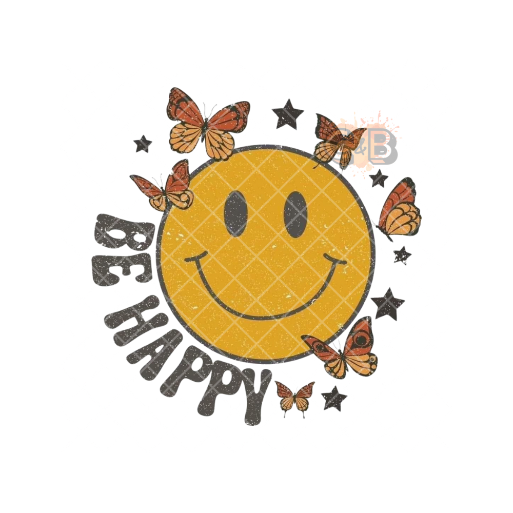 Smiley Be Happy Butterflies PNG