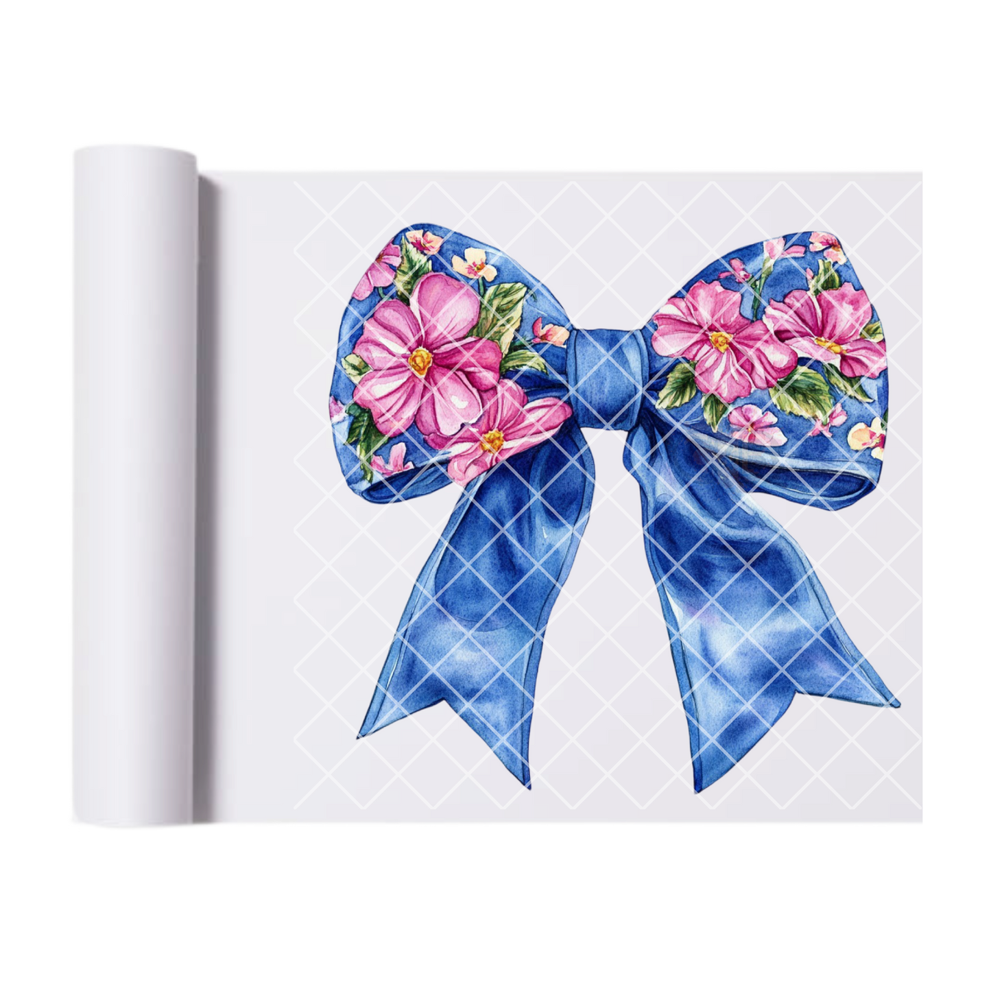 Pink Lilly blue bow DTF transfer-high quality transfer for printing