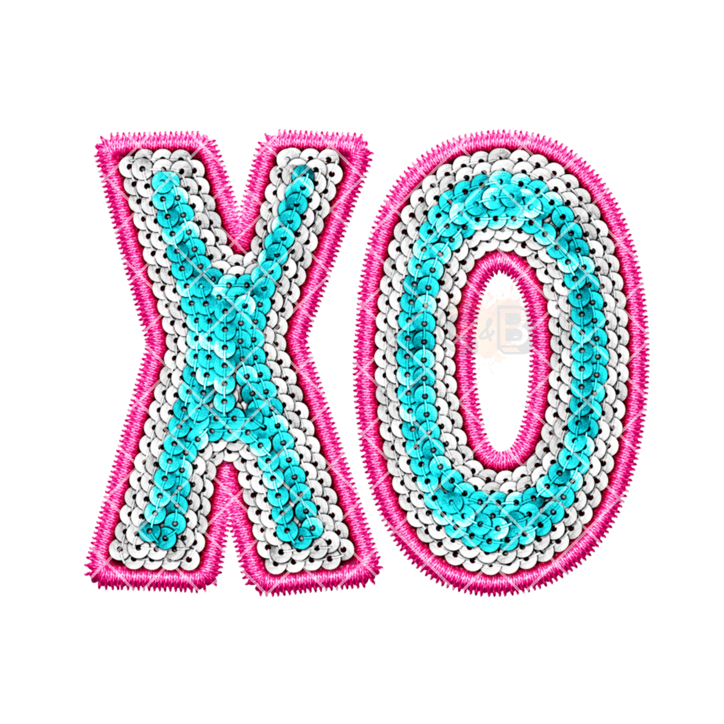 XO bedazzled faux patch DTF film t shirt transfer