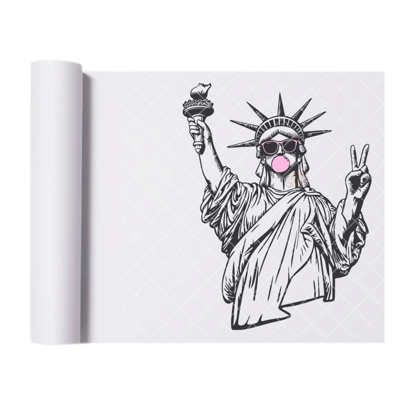 Liberty Pink Shades Chewing Gum - Direct Print Film Transfer for Trendy T-Shirts, Cotton, Polyester & Blends - High-Quality Print