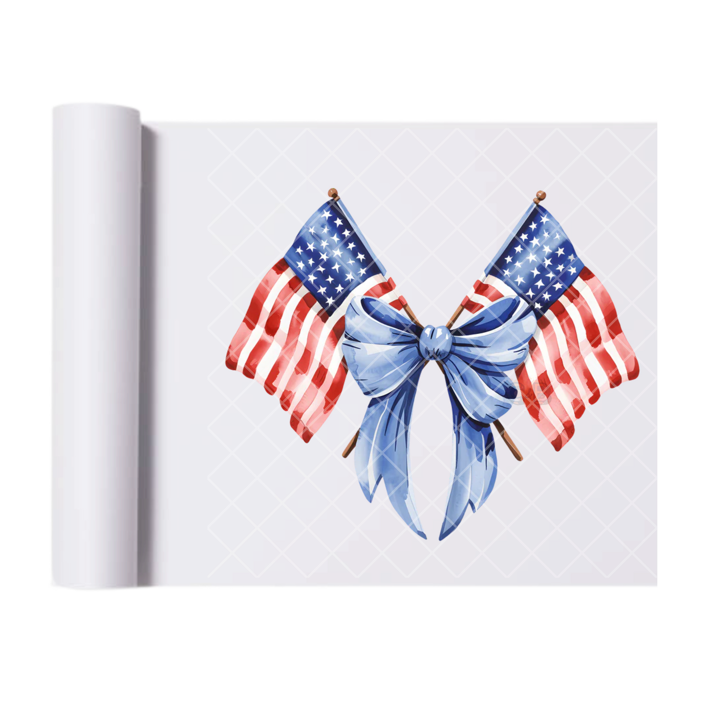 American Flags Blue Ribbon - Direct Transfer Print, Ready To Press For T-Shirts, Cotton, Polyester & Blends - Tshirt Business Quality