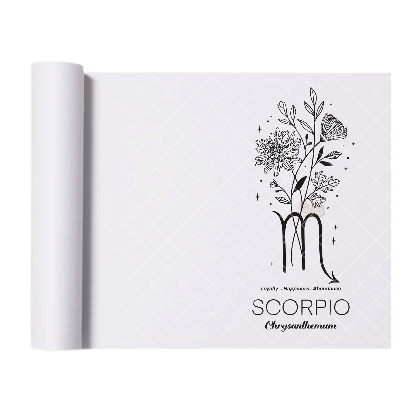 Scorpio Chrysanthemum - Direct Print Film Transfer for T-Shirts, Cotton, Polyester & Blends - High-Quality Print