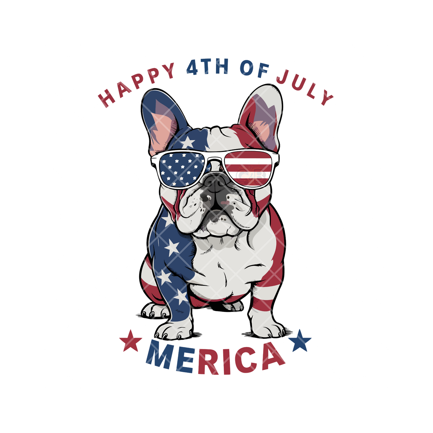 Frenchie Painted American Flag PNG