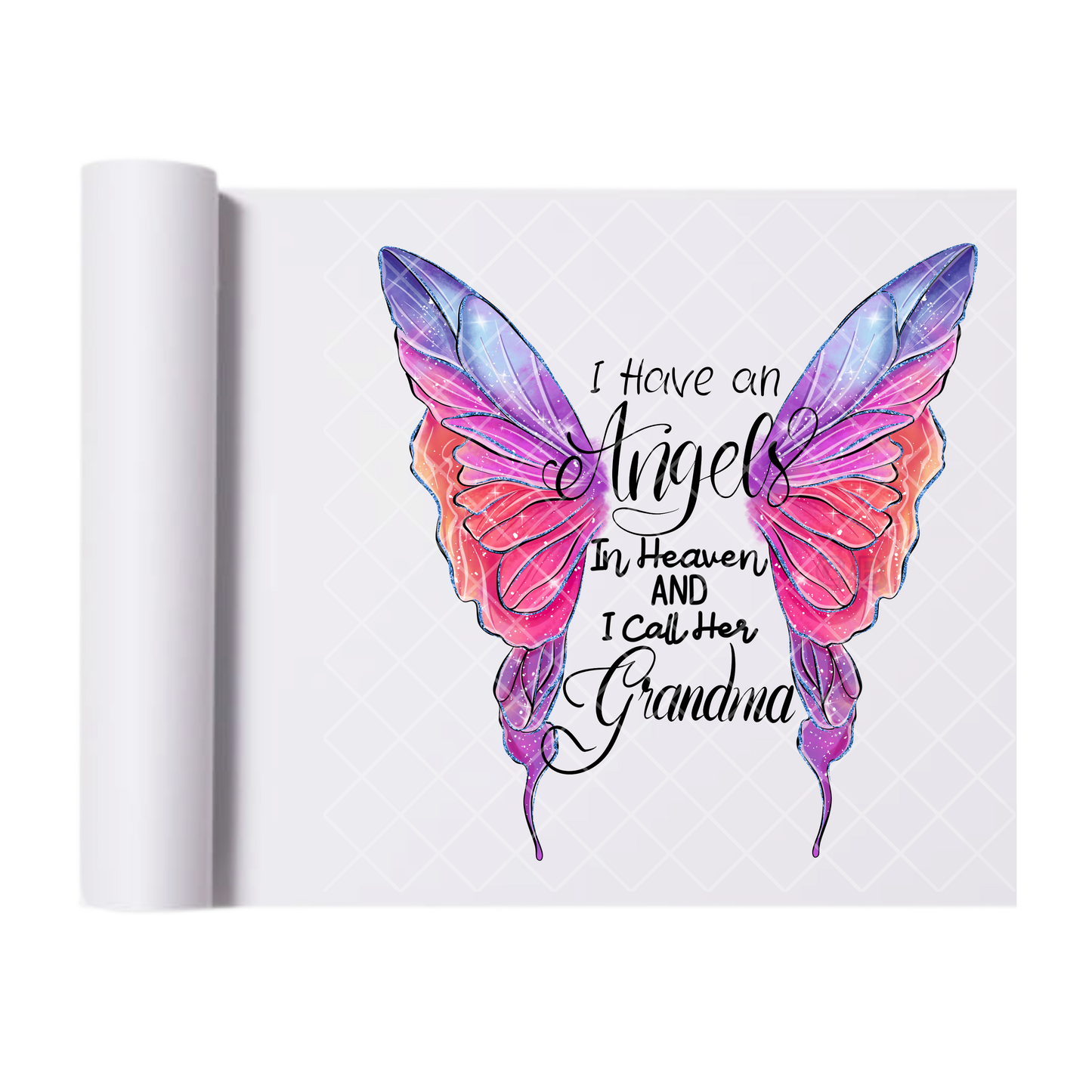 Angel Grandma - Direct Print Film Transfer for T-Shirts, Cotton, Polyester & Blends - High-Quality Print
