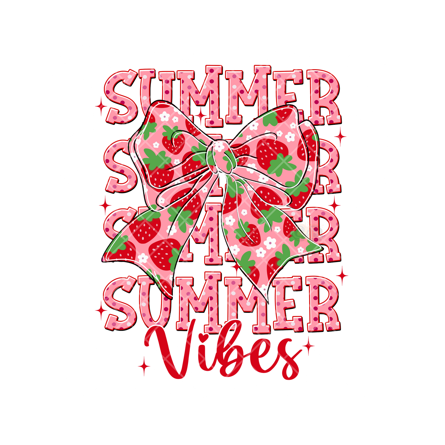 Strawberry Summertime Vibe Bow PNG