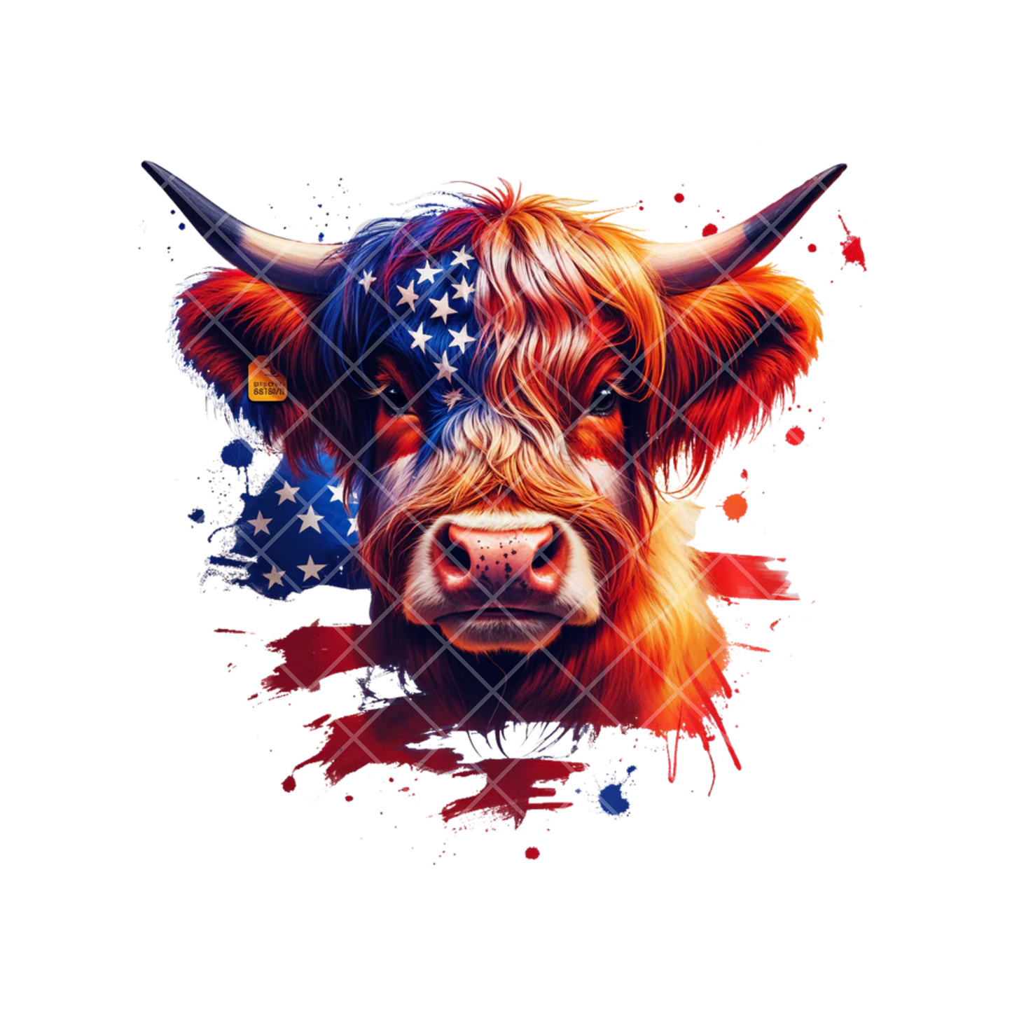 Highland Cow Patriot PNG