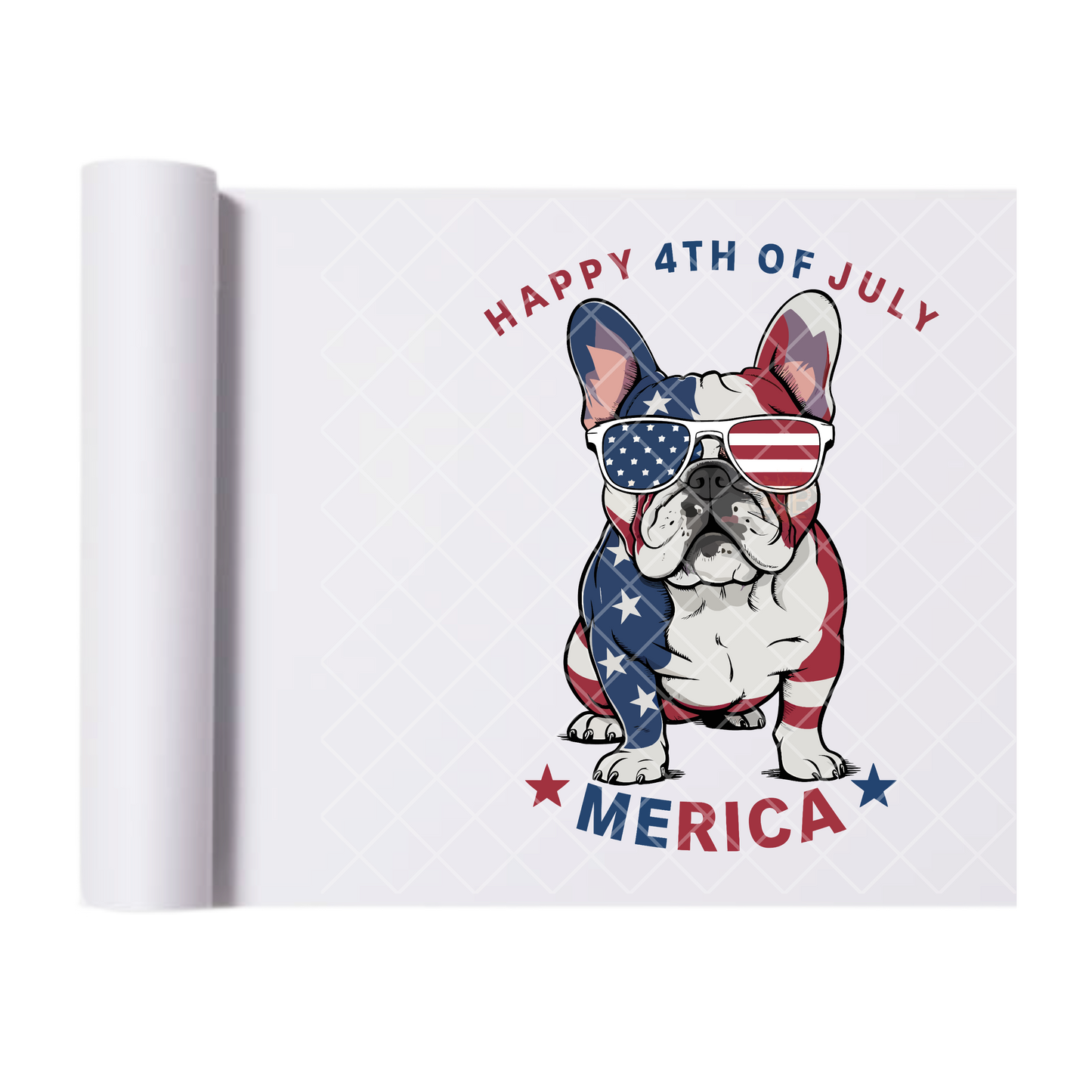 Frenchie Painted American Flag - Direct Print Film Transfer for Trendy T-Shirts, Cotton, Polyester & Blends - High-Quality Print