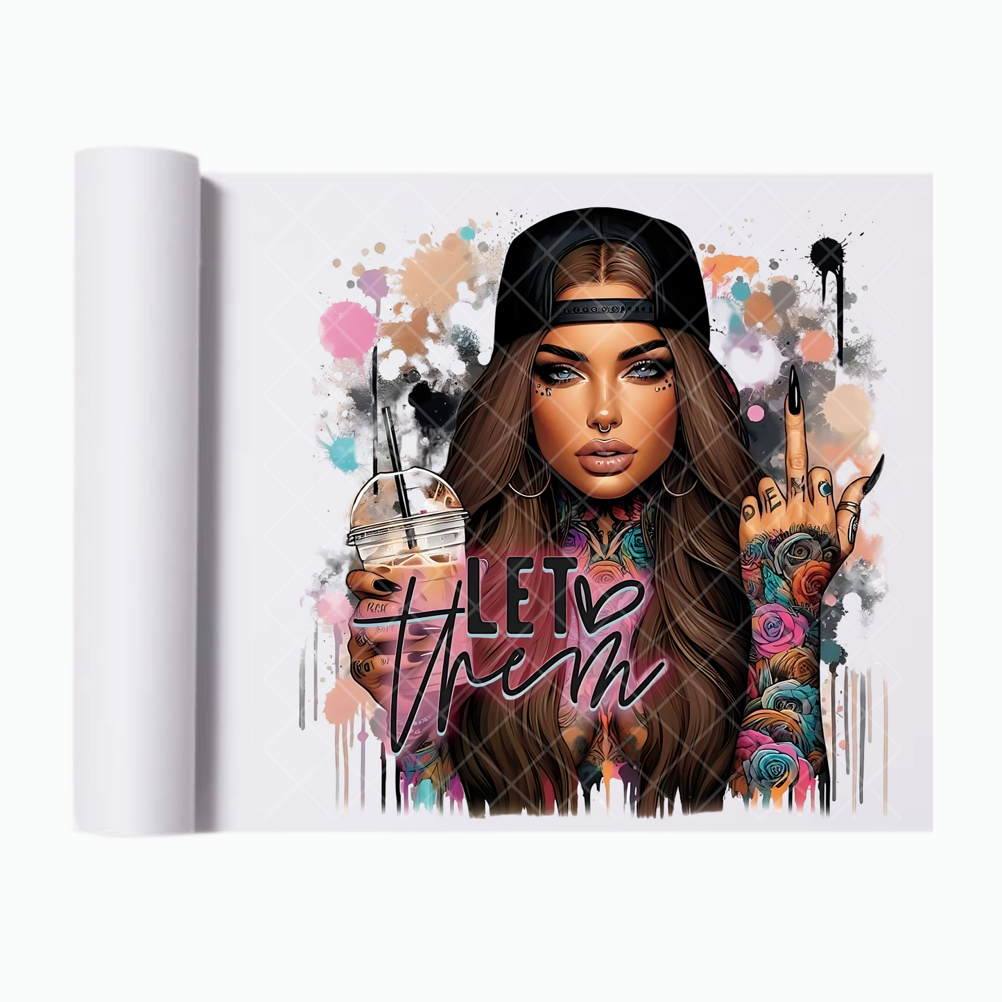 Let Them Babe Brown Hair - Ready To Press Print Transfer for Apparel, Cotton, Polyester & Blends - High-Quality Print- Commercial Grade