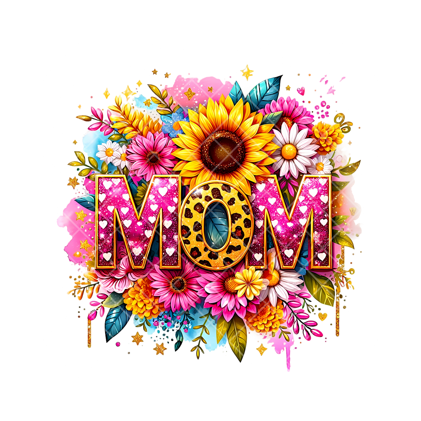 Mom Sunflower Pink Polkadot PNG
