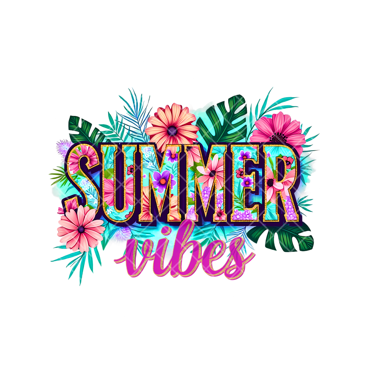 Summer Vibes Hawaiian Design PNG