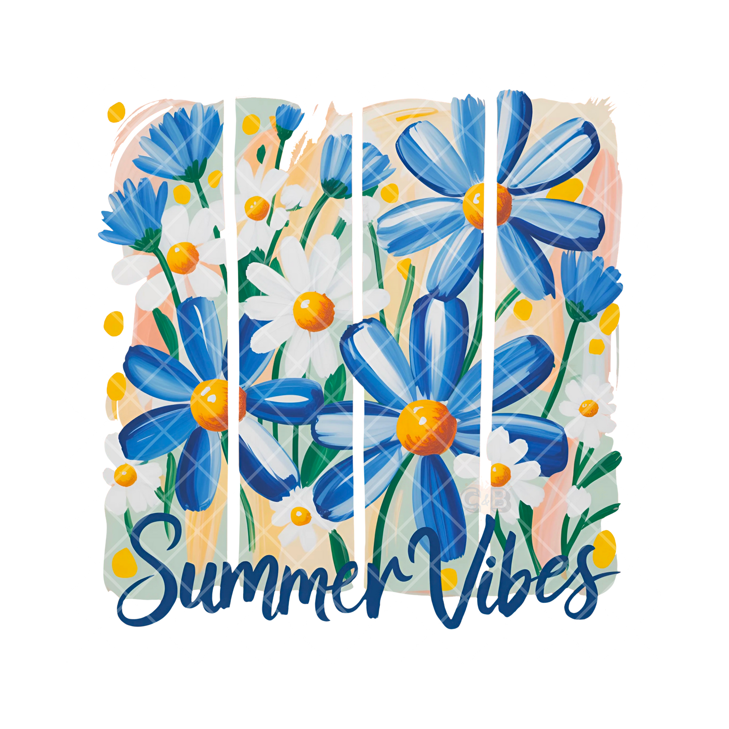 Blue Floral Summer Vibes PNG