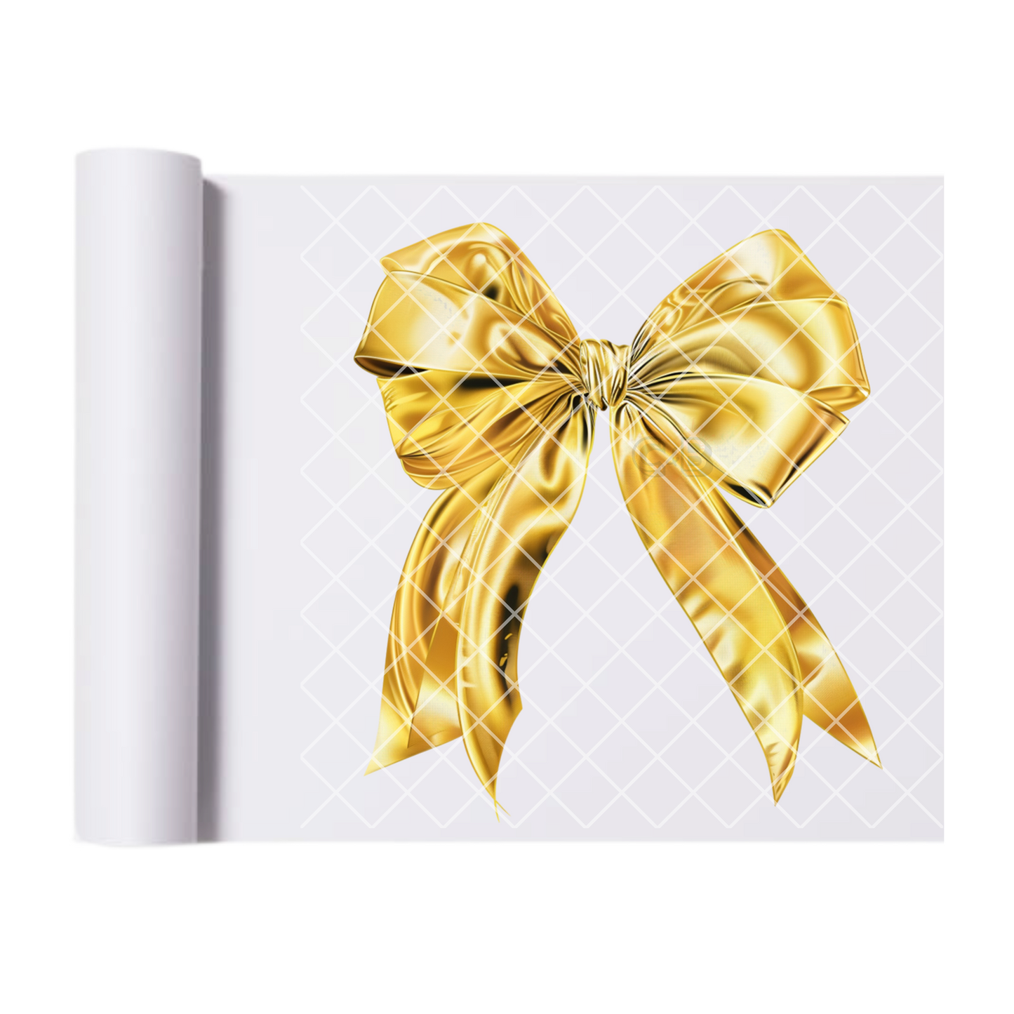 Gold Chrome Bow - Direct Print Film Transfer for T-Shirts, Cotton, Polyester & Blends - High-Quality DTF Print