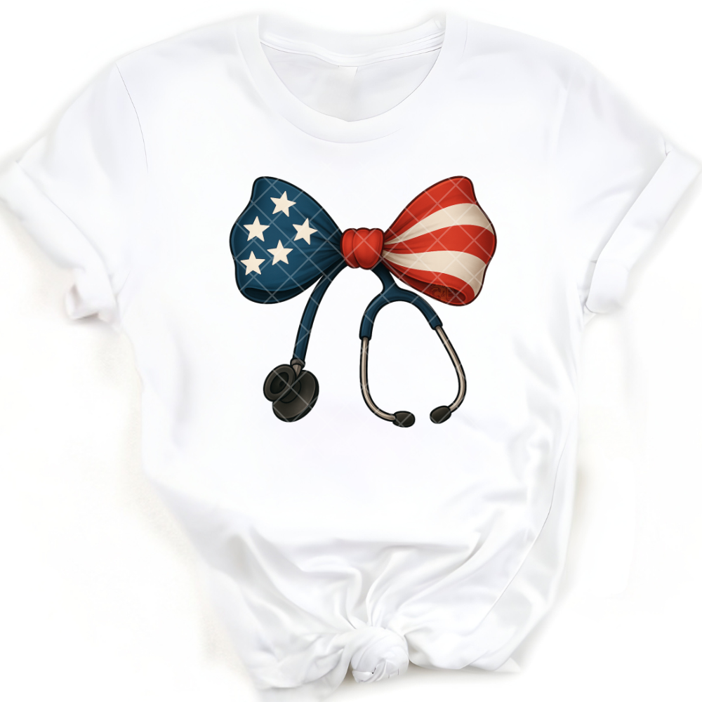 American Flag Stethoscope Bow PNG