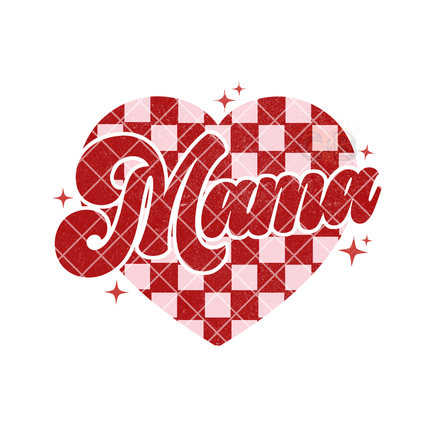 Checkered heart mama PNG