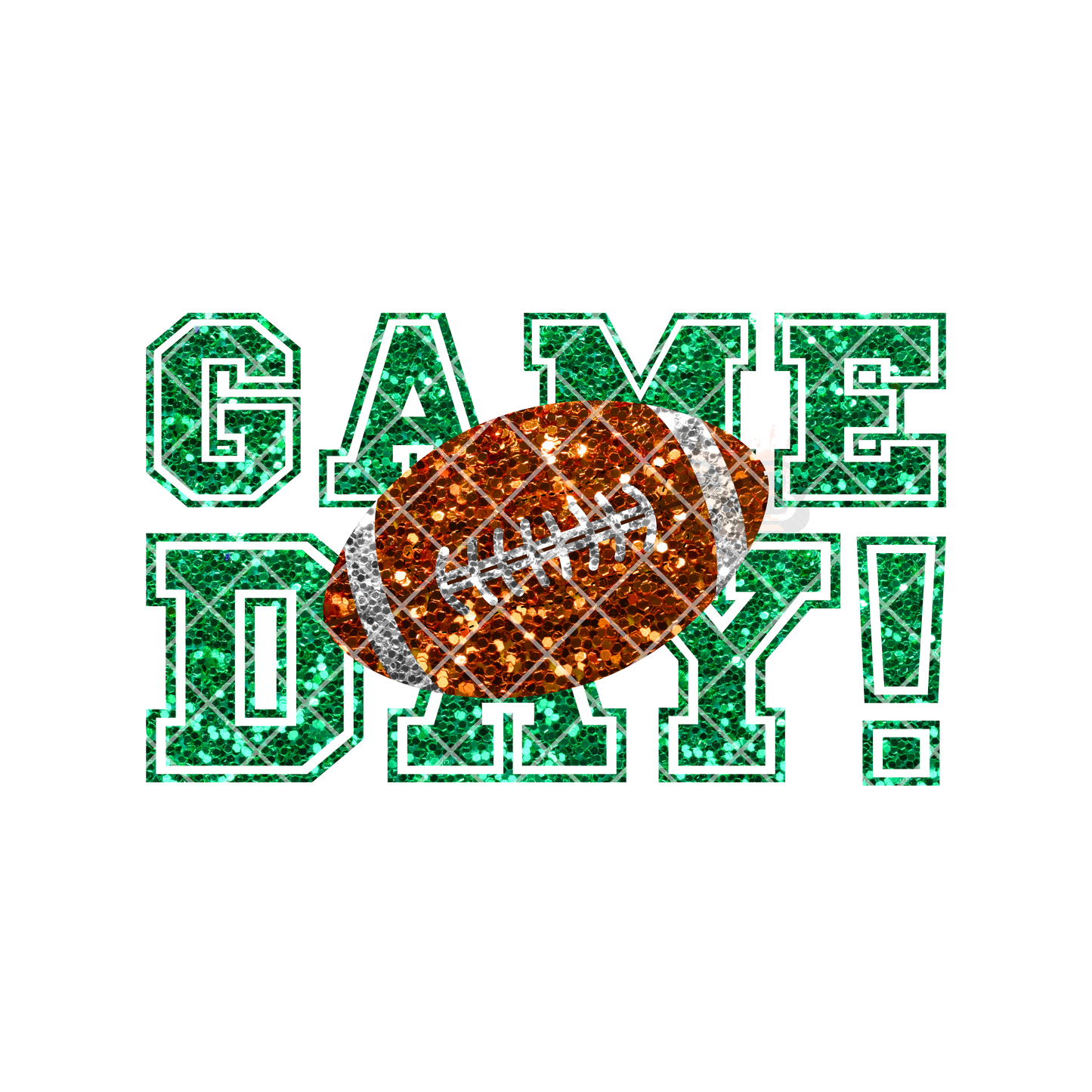 Glitter game day football green font PNG