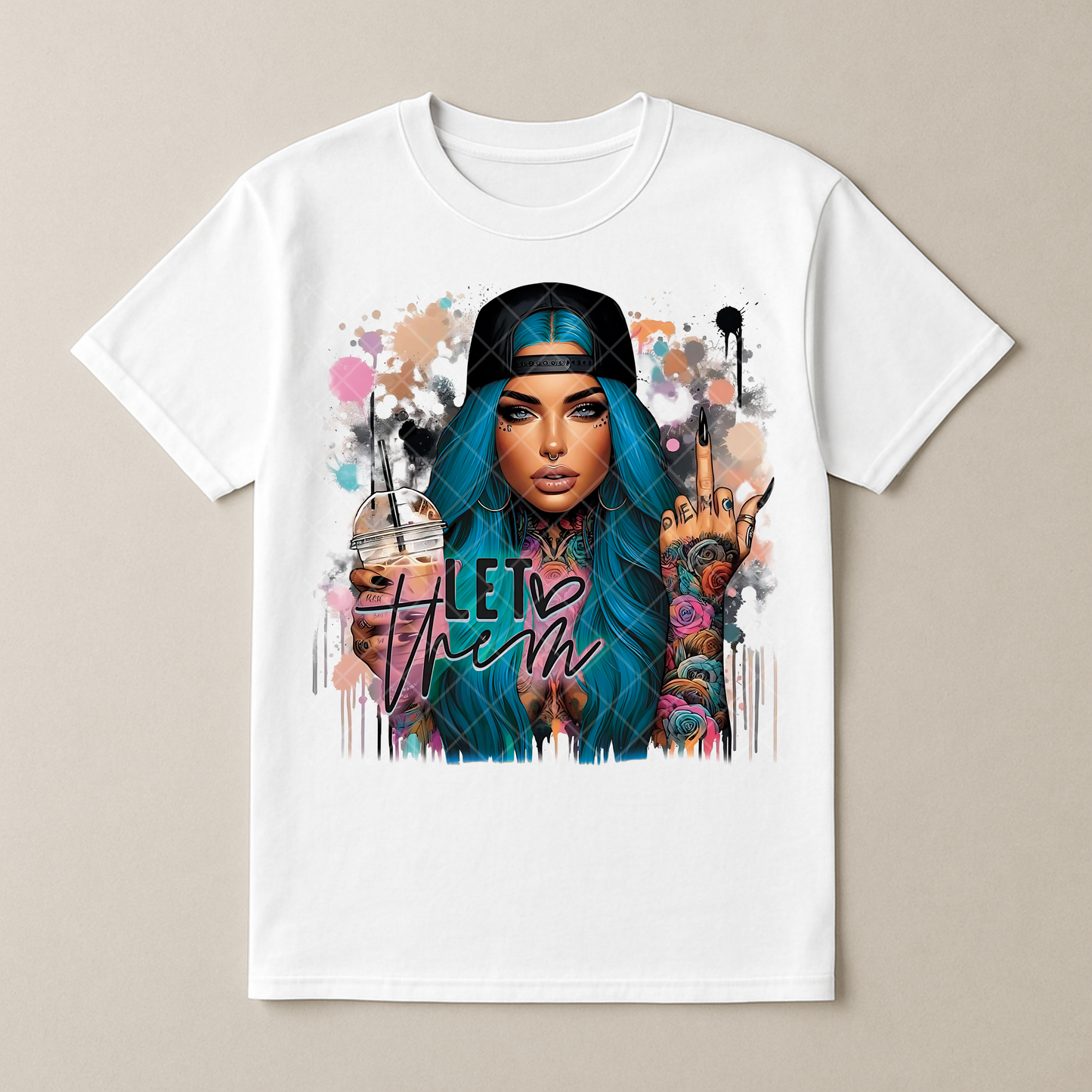 Let Them Babe Blue Hair PNG File