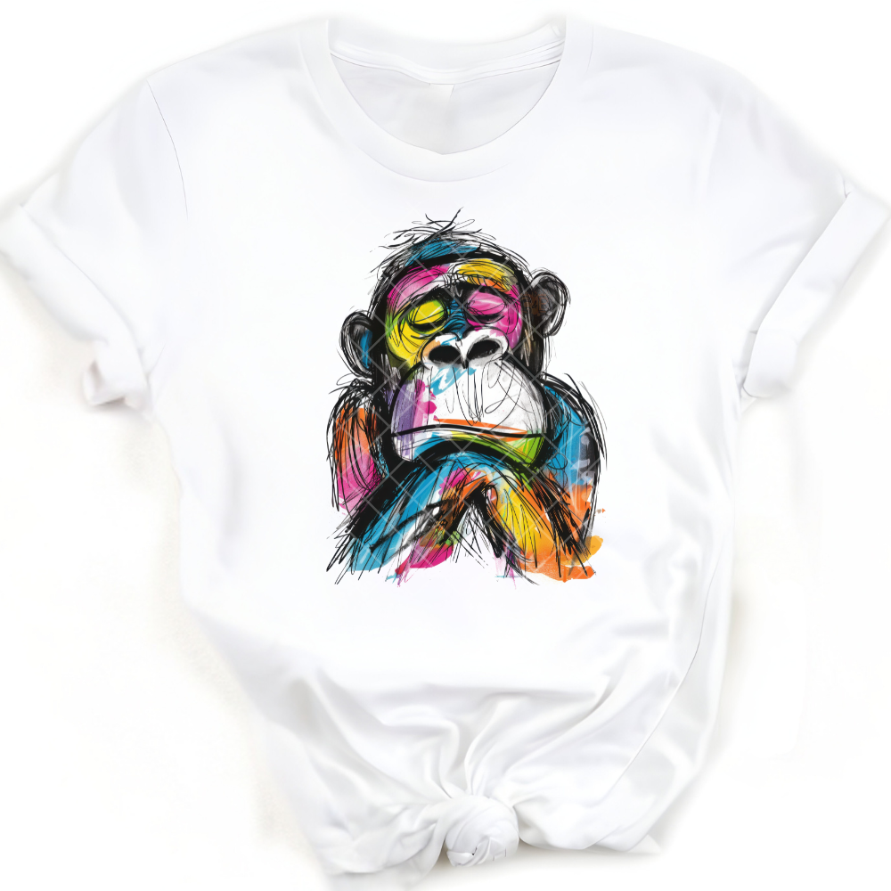 Monkey Art Sketch Painting - Premium Graphic Trendy T-Shirt for Casual Wear