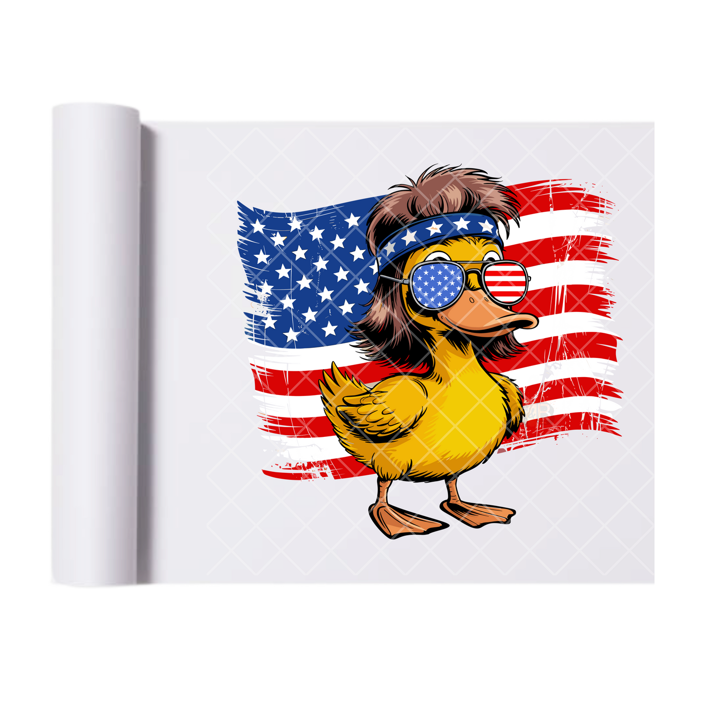 Patriot Duck Mullet Flag - Direct Print Film Transfer for Trendy T-Shirts, Cotton, Polyester & Blends - High-Quality Print