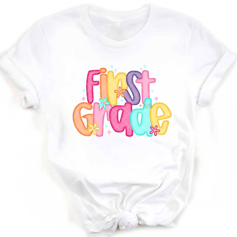 First Grade Powerpuff - Direct Print Film Transfer for T-Shirts, Cotton, Polyester & Blends - High-Quality Print