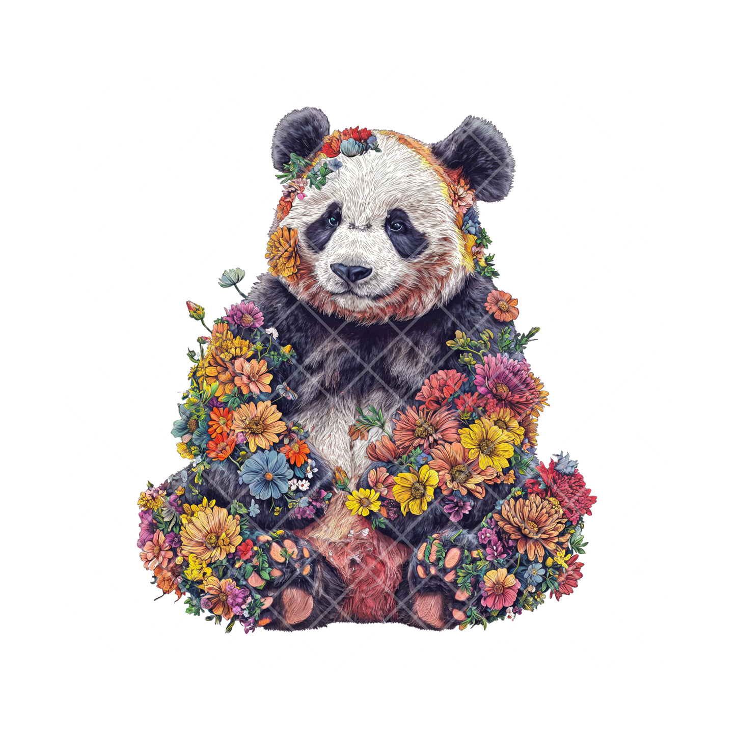 Floral Panda Bear PNG