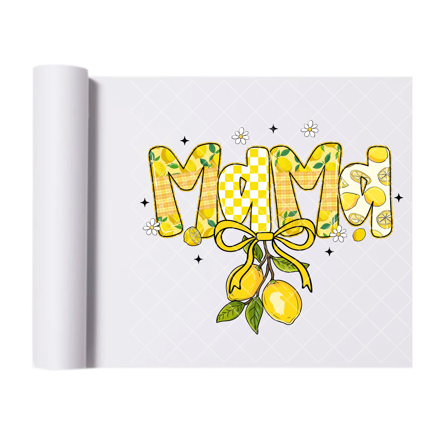 Mama Ribbon Lemons - Direct Print Film Transfer for T-Shirts, Cotton, Polyester & Blends - High-Quality Print