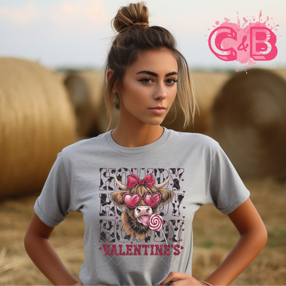 Highland cow valentines howdy PNG