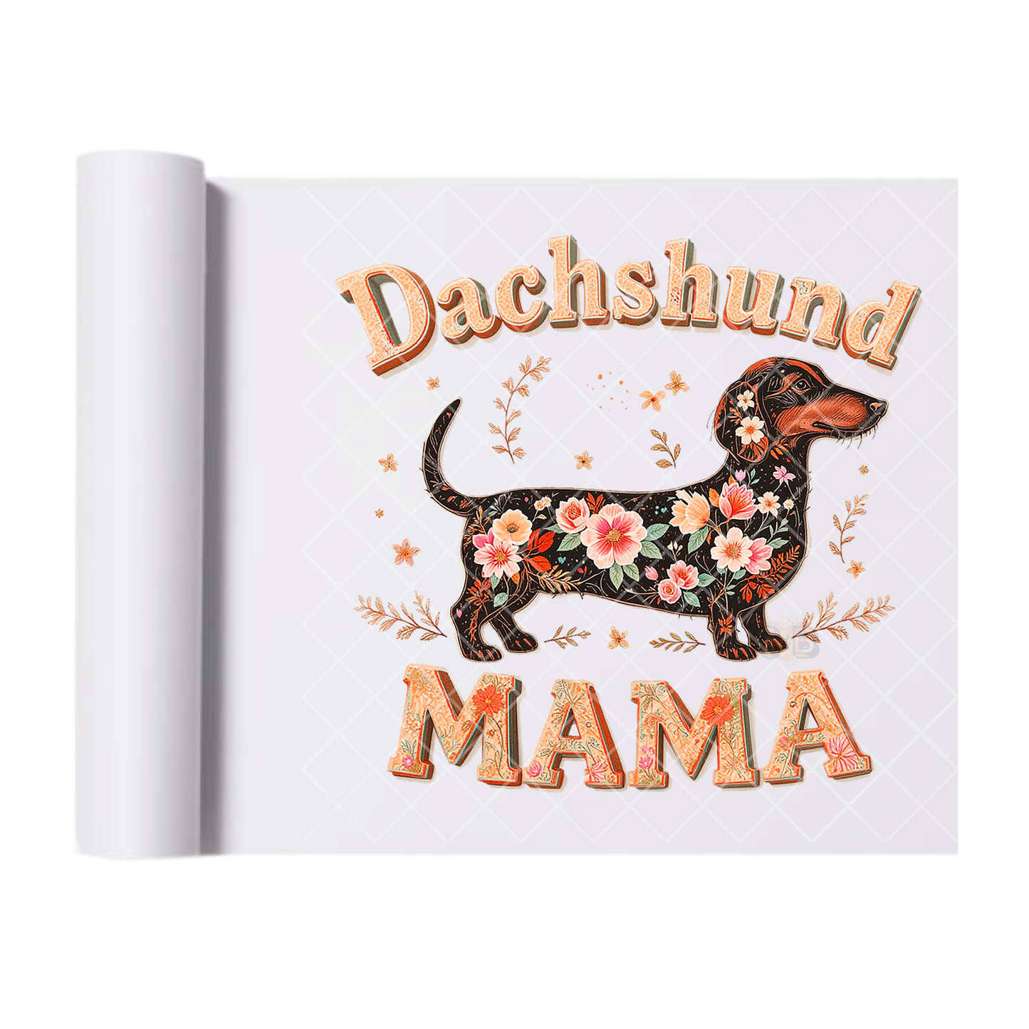 Dachshund Mama Embroidery - Direct Print Film Transfer for Trendy T-Shirts, Cotton, Polyester & Blends - High-Quality Print