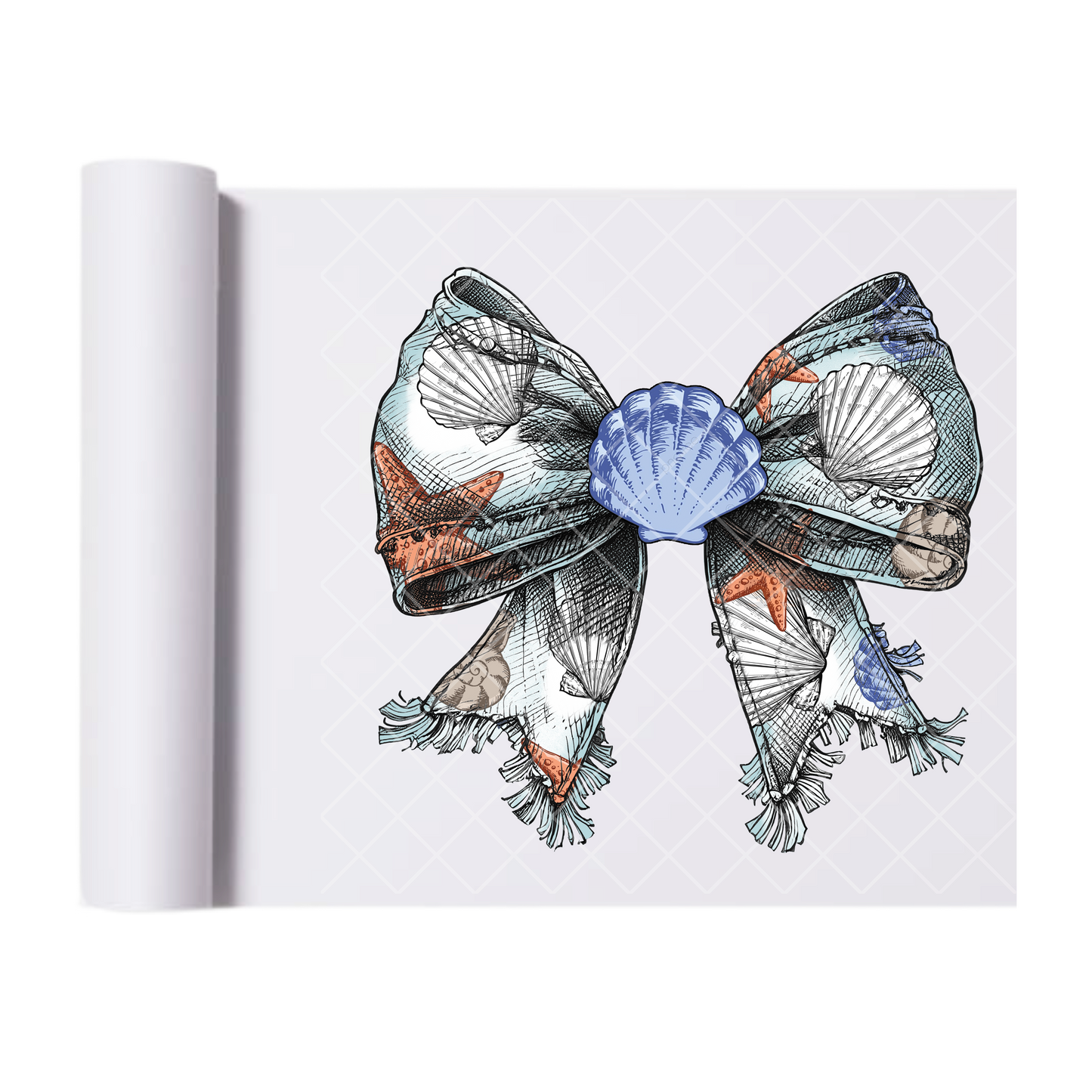 Oceanscape Bow - Direct Print Film Transfer for Trendy T-Shirts, Cotton, Polyester & Blends - High-Quality Print