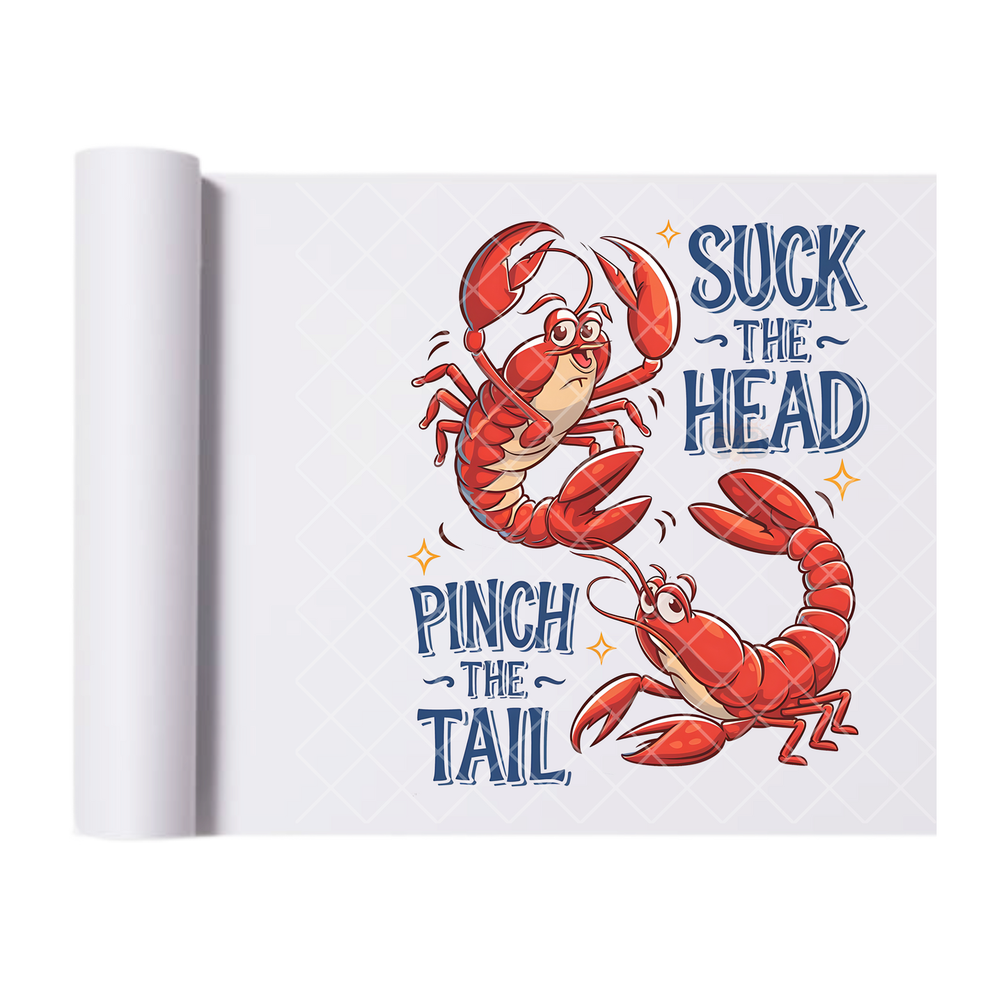 Pinch The Tail Lobster Seafood - Direct Print Film Transfer for Trendy T-Shirts, Cotton, Polyester & Blends - High-Quality Print